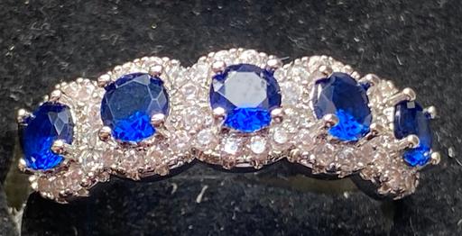  — Jewellery unmarked silver sapphire ring