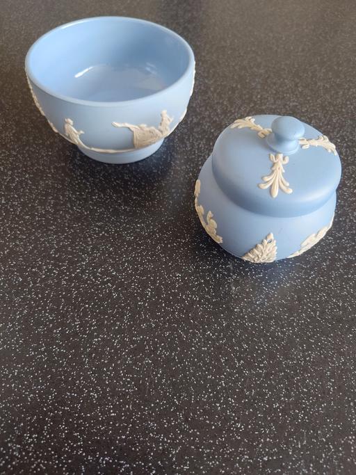  — Vintage light blue jasper ware pots