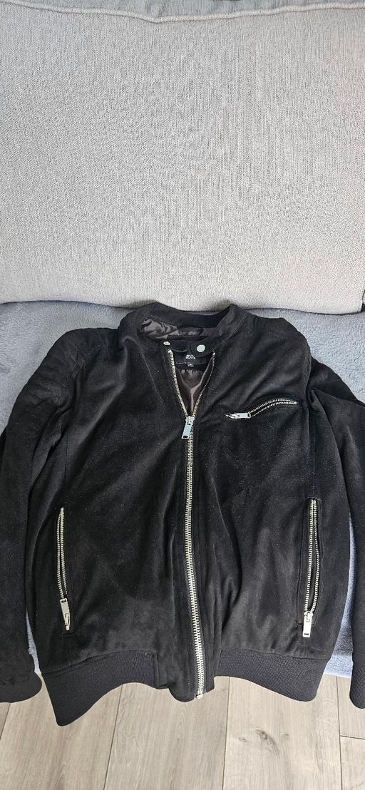  — Black suede River Island bomber jacket