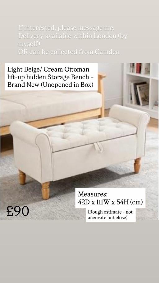  — Light Beige/ Cream Ottoman storage bench