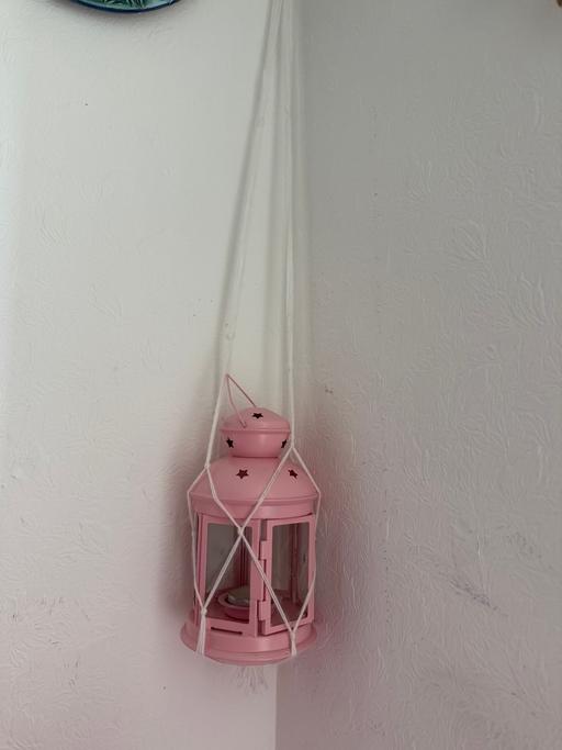  — Pink Hanging Lantern with String Holder