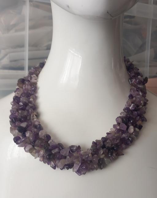  — semi precious amythest statement necklace