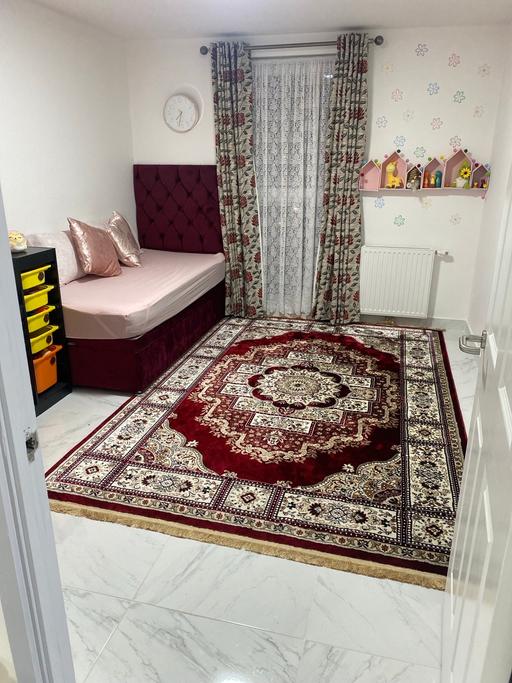  — Bed, Large Rug and Curtains