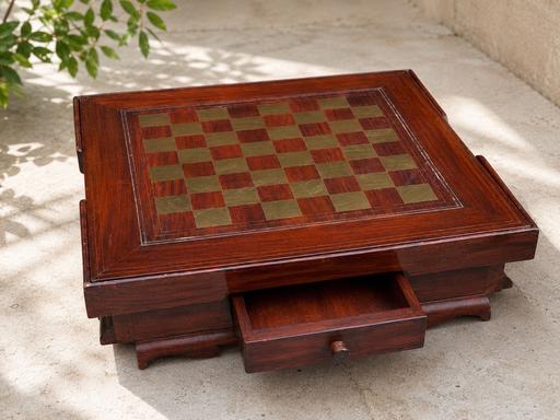 Chess Table Solid Wood Vintage Handcrafted