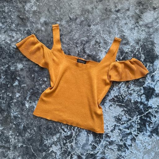  — Topshop mustard off the shoulder top