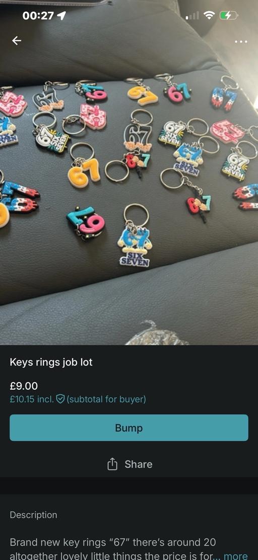  — Bundle of 20 key rings viral”67”craze