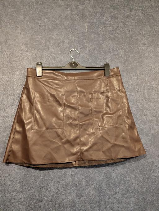  — Brown Faux Leather Mini Skirt, 16
