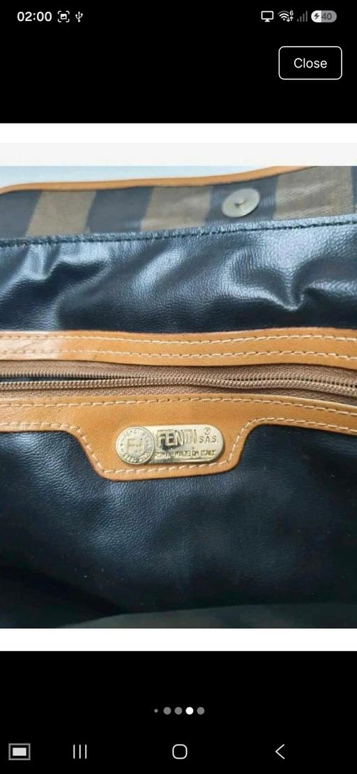  — Vintage Genuine Fendi Pequin Large Clutch Bag
