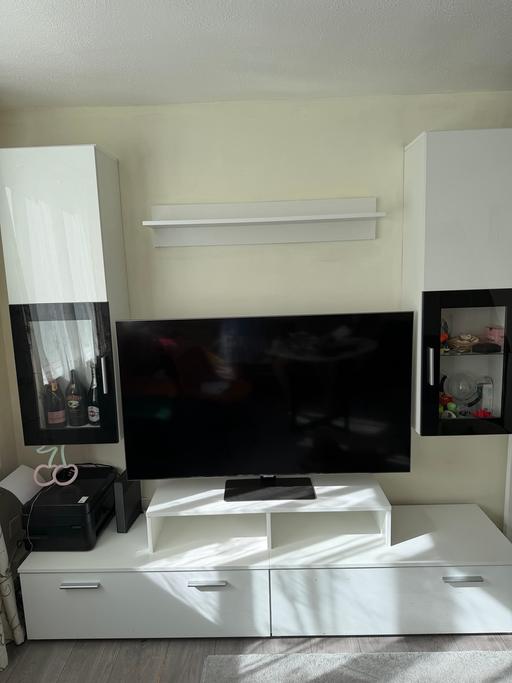  — White High Gloss TV Unit & Wall Cabinet Set