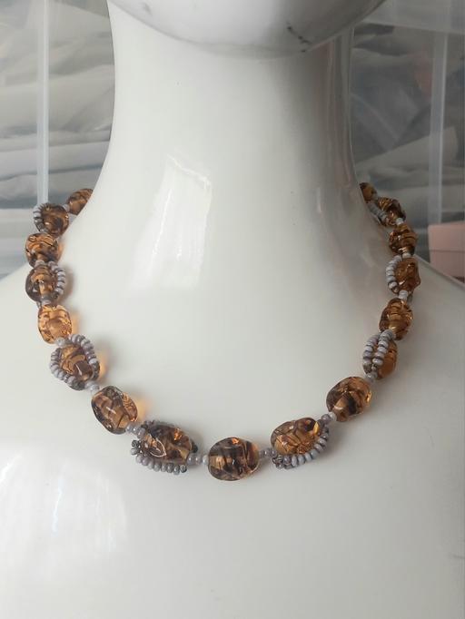  — Vintage amber glass bead necklace
