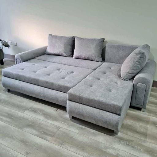  — Light grey berlin corner sofa bed storage