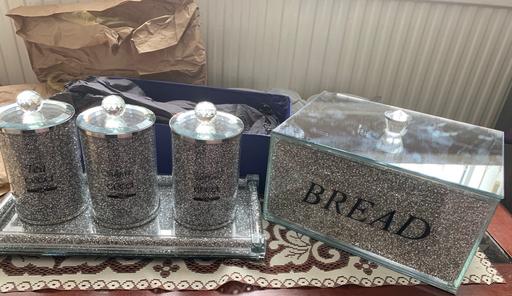  — Silver diamonte breakfast storage tray set x9