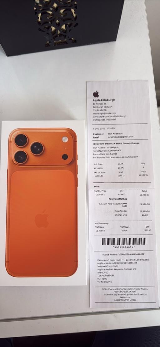  — iPhone 17 pro Max 512GB