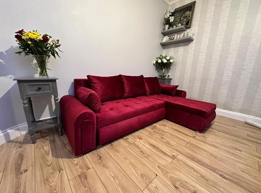 — Red berlin corner sofa bed with storage