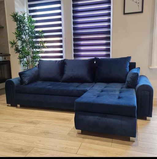  — Blue berlin corner sofa bed with storage
