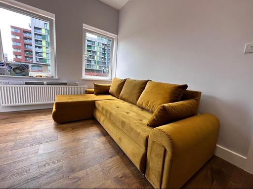  — Yellow berlin corner sofa bed with storage