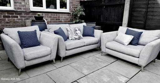  — Silver/Navy DFS Libby Sofas..2+1+1