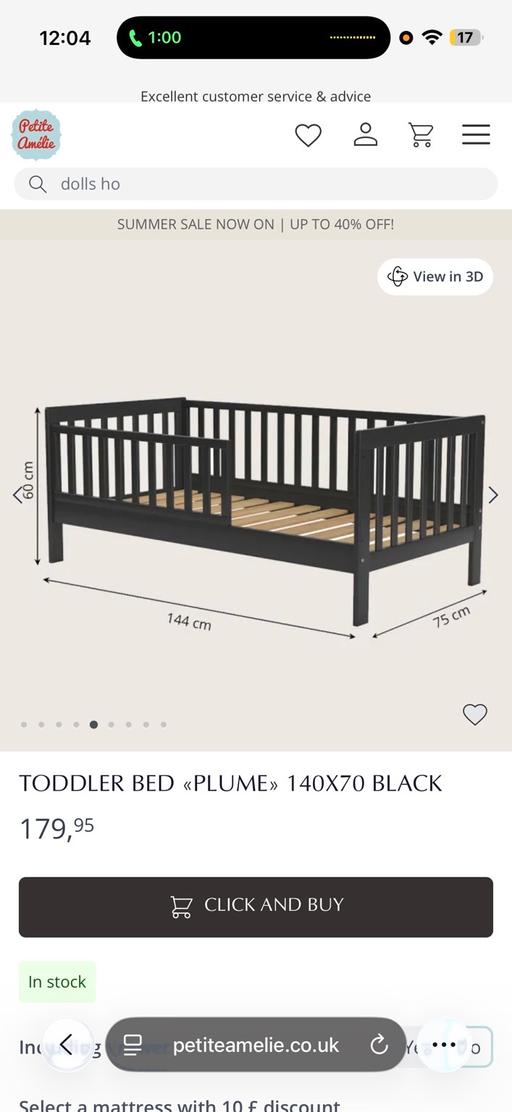  — Toddler cot bed including mattress 