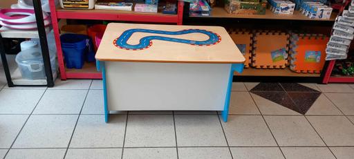  — Race track toy box and desk