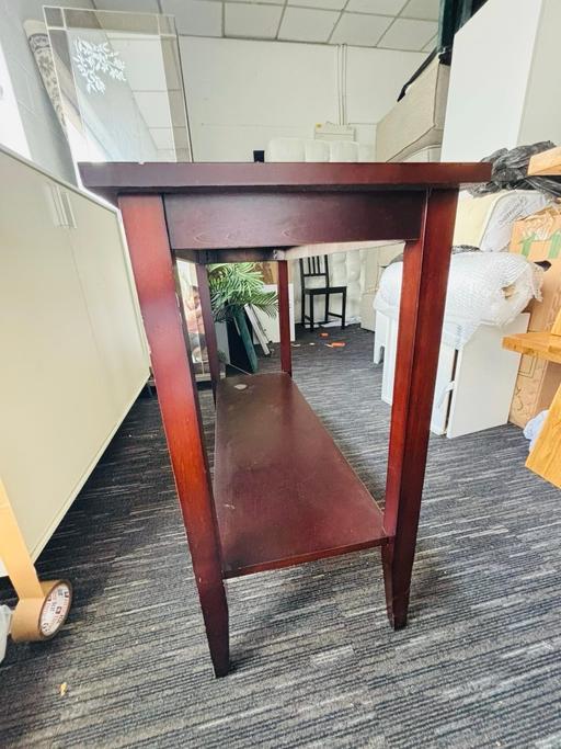  — Dark Wood Glass Top Console Table