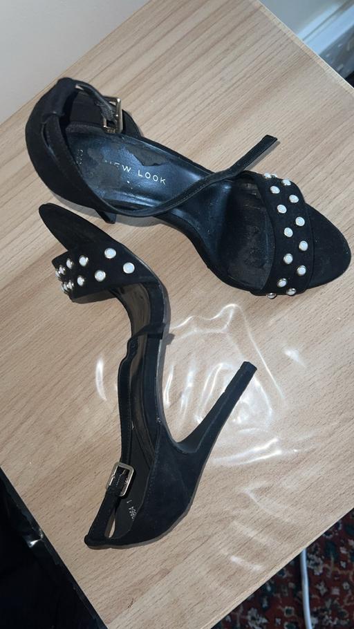  — Black embellished strappy heels