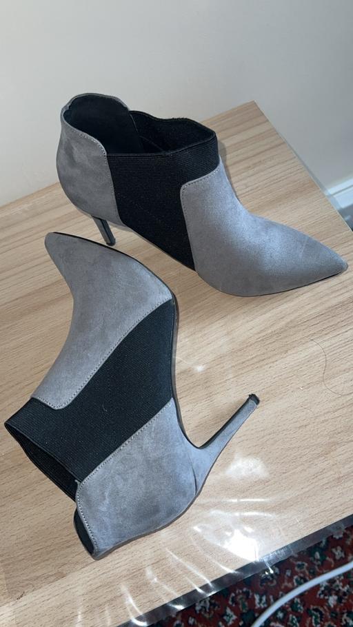 — Grey suede - style stiletto ankle boots