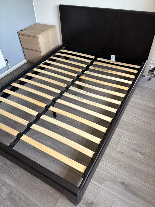  — IKEA faux brown leather double bed