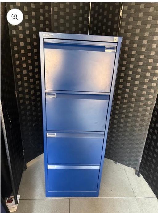 — blue 4 drawer filing cabinet