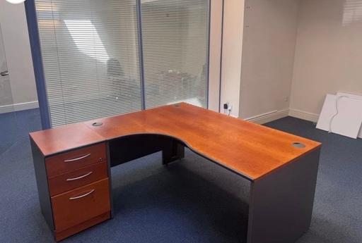  — Dark Wood finish Lshape excutive desk