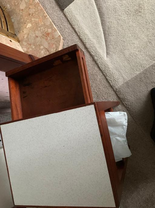  — Vintage old brown tile kids desk table draw
