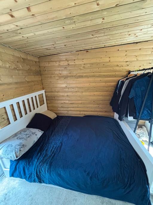  — Double white Ikea wooden bed Oldbury