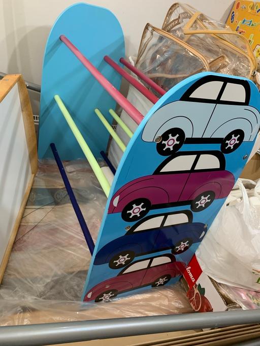  — Hand crafted kids boys wooden car shoe rack