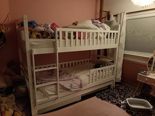  — White bunk beds with trundle and drawers