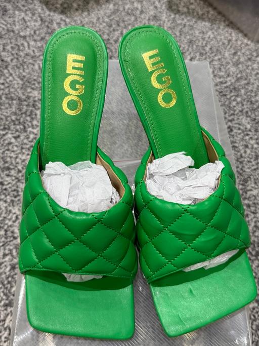  — Ladies EGO Green Quilted Heeled Mules