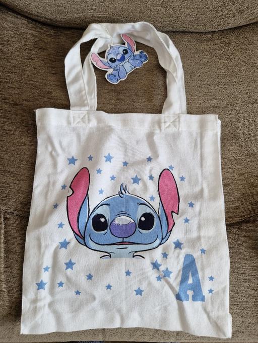 — bn Disney Stitch A initial canvas tote bag