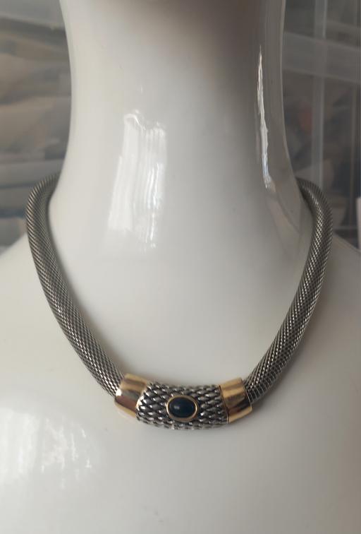  — vintage two-tone woven mesh choker necklace