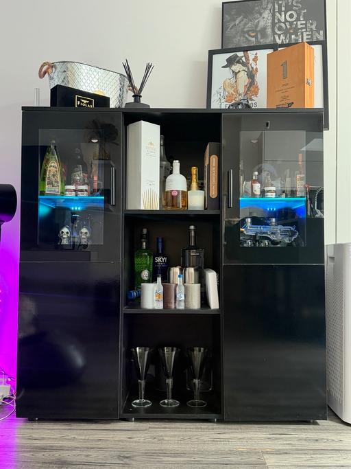  — Modern Black Bar Cabinet + TV Stand