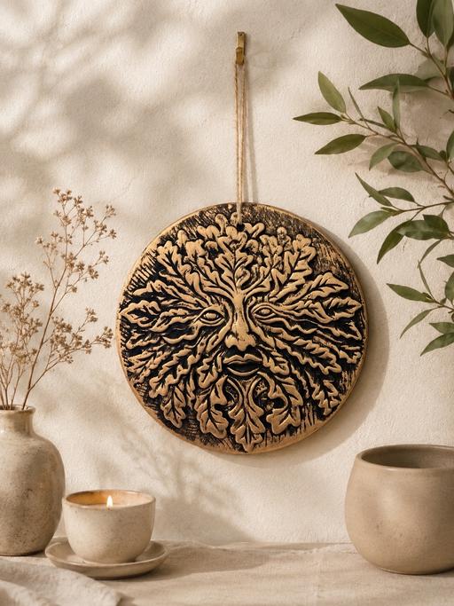  — Copper terracotta Green man plaque  20cm
