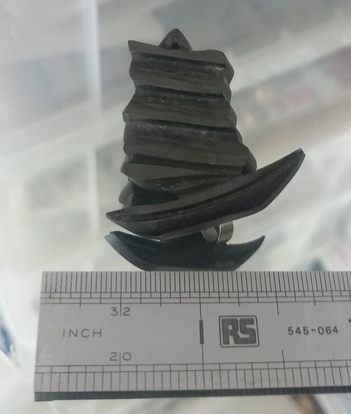  — vintage chinese carved ebony junk boat brooch
