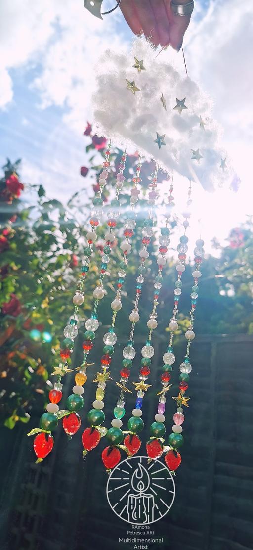  — 🍓 Strawberry Full Moon Cloud Suncatcher