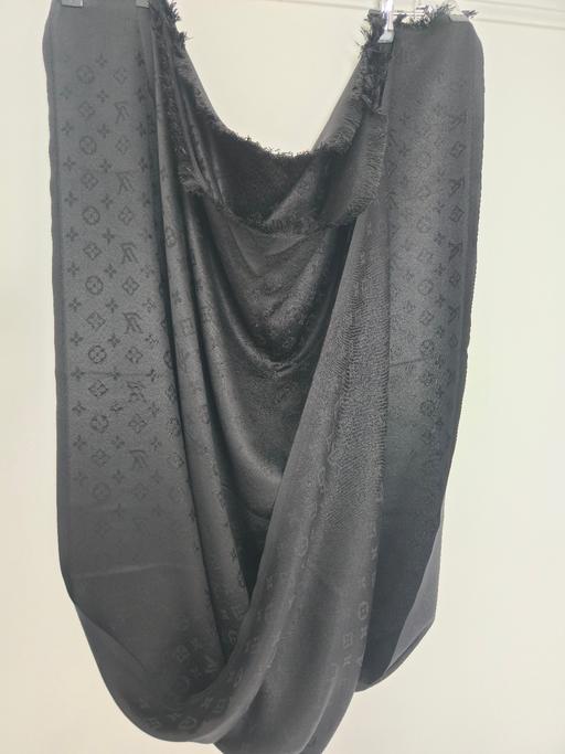  — black LV monogram silk shawl