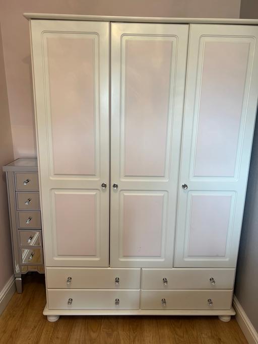  — Triple door white wardrobe with drawers