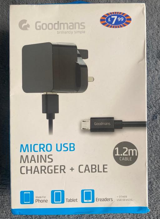  — Micro usb mains charger + cable