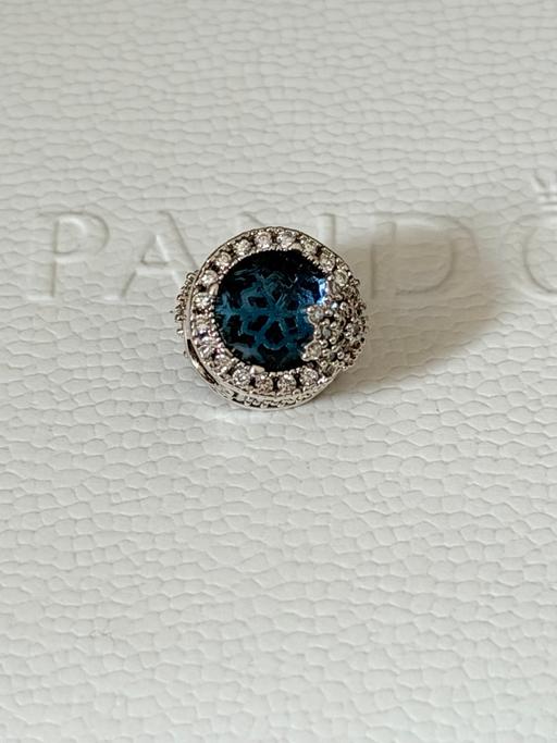  — Silver Blue Round Dangle Charm