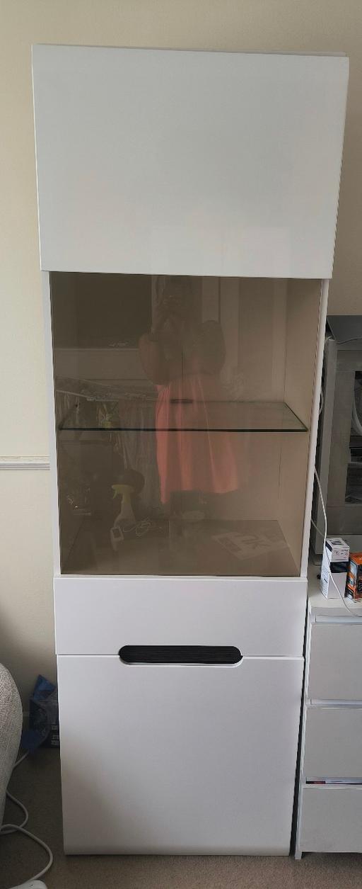  — Tall Glass Display Cabinet Buffet Unit
