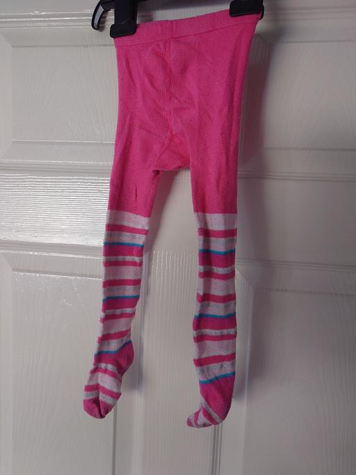  — Girls pink striped tights size 18-24 months