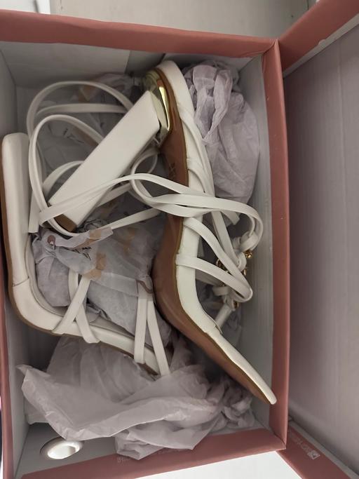  — White Miss Lola Lace Up Heels