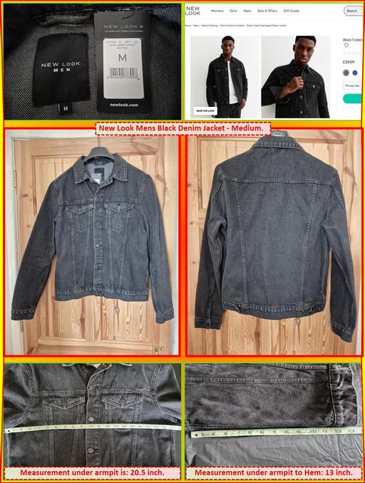  — New Look Mens Black Denim Jacket - Medium.