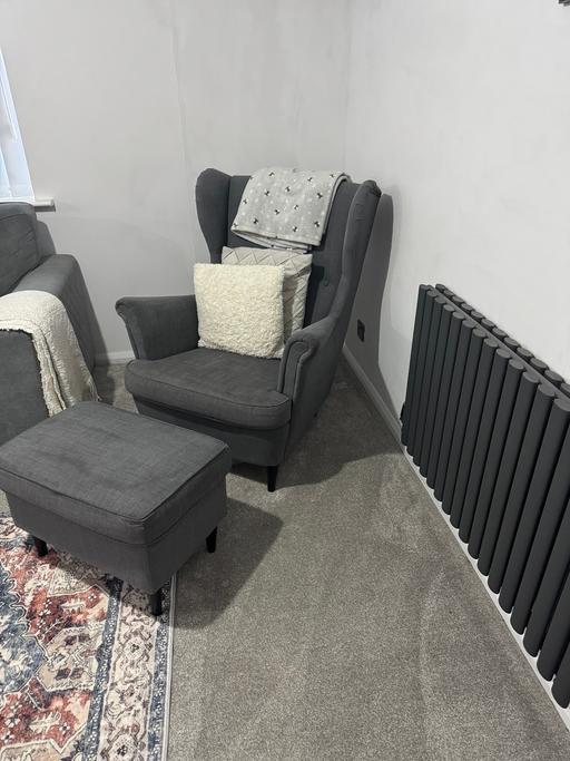  — IKEA armchair and footstool