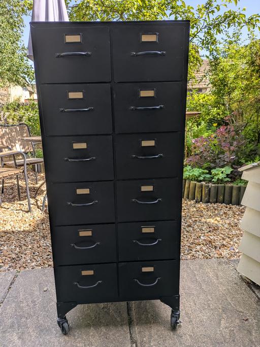  — Black metal 12-drawer cabinet with castors
